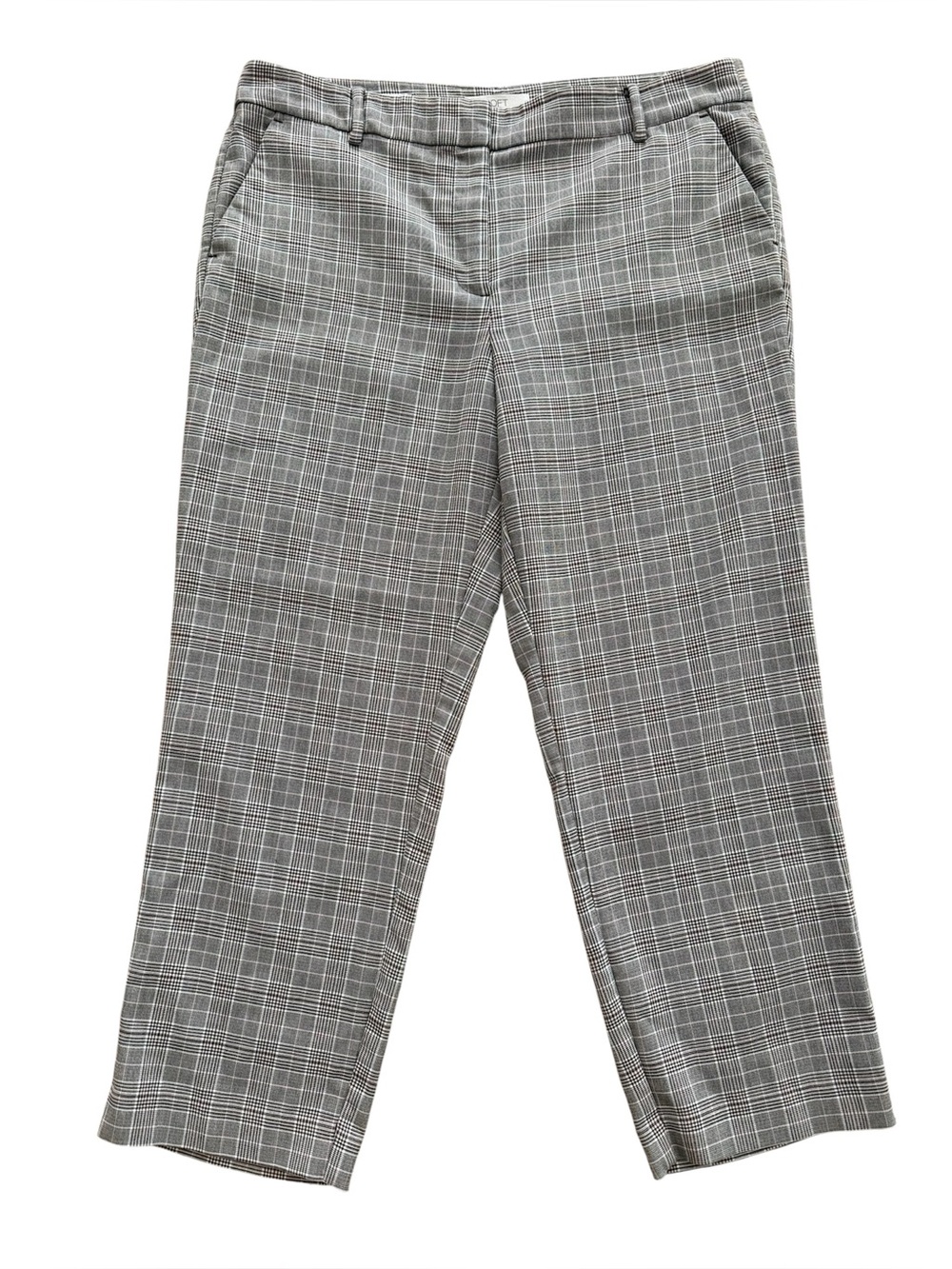 Loft The Riviera Slim Plaid Trouser Pants Pockets Gray Brown Pink Size 14